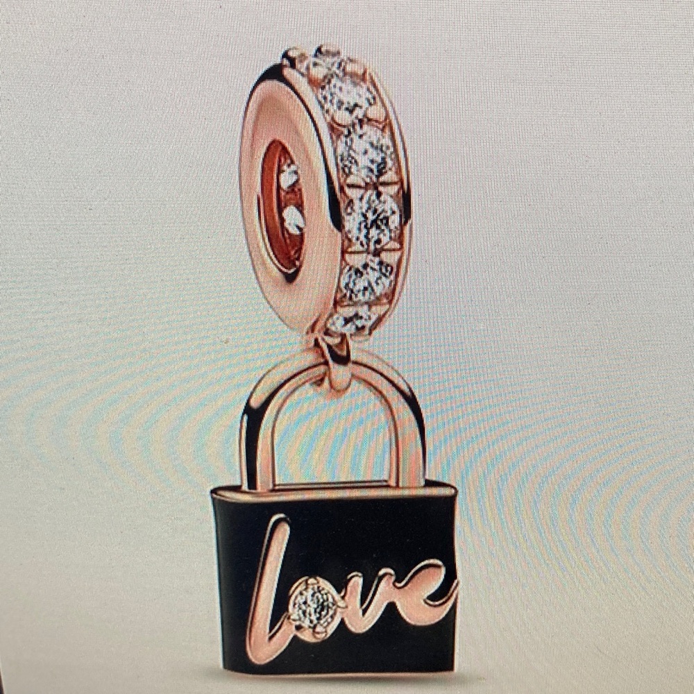Pandora Rose Gold and Black Love Padlock Charm